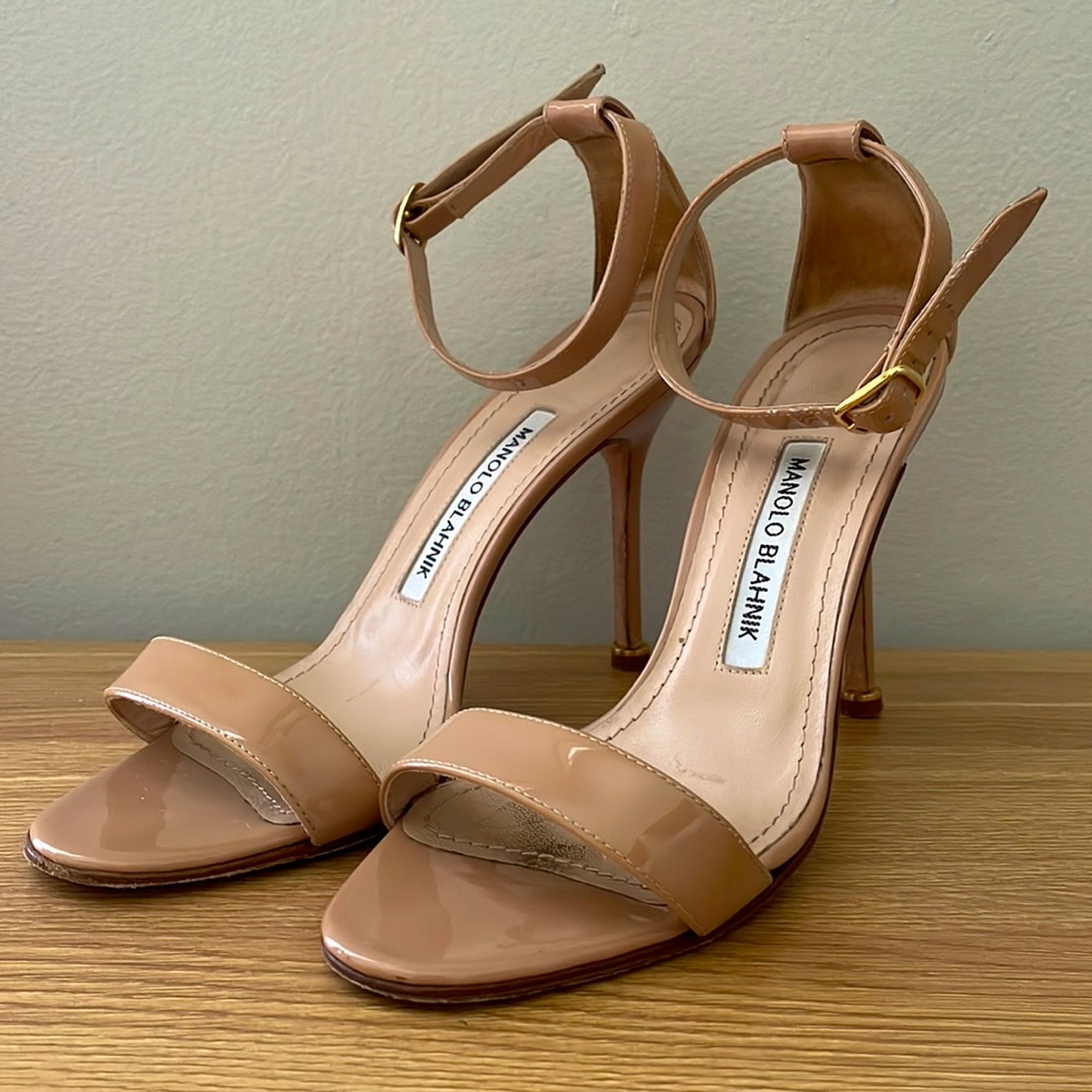 Manolo Blahnik Nude Strappy Stiletto Heel Size 36